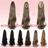 YIBANG Ponytail Extensions 20 Inch Long Curly Wavy Ponytail Extension Claw Jaw Clip Ash Blonde Mix Light Brown Wave Ponytail Drawstring Hairpiece Synthetic Body Curled Pony Tail for Black Women Girls