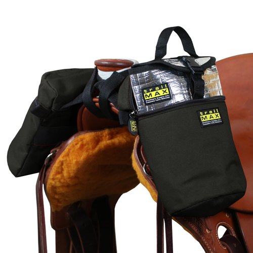TrailMax Medium Horse Pommel Bags for Your Western Saddle; Insulated Saddle Bags for Horses; Camera or Cellphone Saddle Bag; Secured W/Straps Around Pommel of Western or Endurance Saddles;BLK