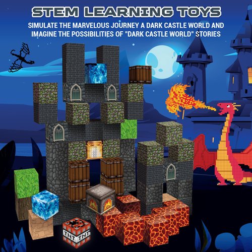 Annexfun Magnetic Blocks - Build Magnetic Dark Castle Set - Magnetic Toys for Montessori Toddler Christmas Birthday Gifts - STEM Sensory Toys for 3 4 5 6 7 8 9 10 Year Old Boys & Girls