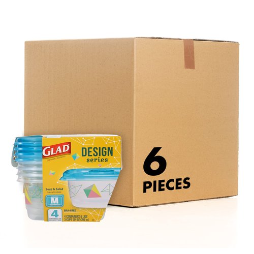 GladWare Design Series Food Storage Containers, 4 Count - 6 Pack | Strong and Durable Food Storage Food Containers for Everyday Use | Use to Store Meals, Snacks, and Desserts
