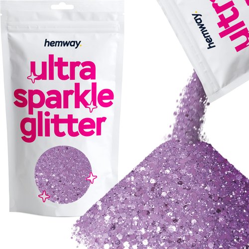 Hemway Ultra Sparkle Glitter - Multi-Size Chunky Fine Cosmetic Glitter Mix for Body Face Hair Eye Nail Art Festival, Crafts for Tumbler Resin Decorations - Lavender Purple - 100g / 3.5oz