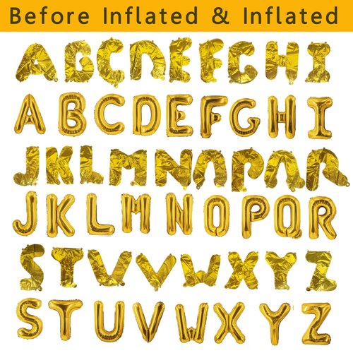 78 Pcs Gold Letter Balloons Foil Alphabet A to Z Balloons DIY Personalized Phrase Banner for Baby Shower Wedding Party Supplies Custom Decor 16 Inch(Letter A-Z 3 Set)