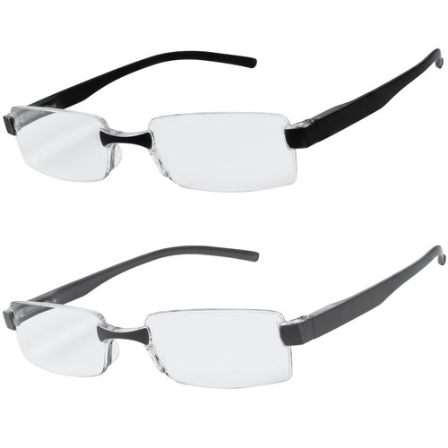 Success Eyewear Reading Glasses Set of 2 Rimless Ultra Lightweight Comfort Glasses for Reading for Men and Women +3
