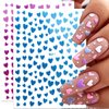 10 Sheets Heart Nail Stickers Glitter Shiny Love Nail Decals 3D Self Adhesive Nail Art Stickers Glitter Powder Effect Valentine's Day Hearts Designs DIY Valentines Manicure Decorations Accessories