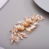 Chargances Wedding Flower Leaf Hair Comb Bridal Crystal Pearl Hair Side Comb Gold Rhinetone Handmade Headpiece Hair Accessories for Women and Girls (Gold)