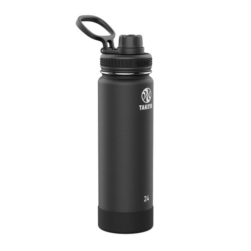 Takeya Actives 24 oz Vacuum Insulated Stainless Steel Water Bottle with Spout Lid, Premium Quality, Onyx