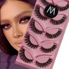 Cat Eye Lashes Mink Magnetic Eyelashes Natural Look 3D Curl Winged Natural Durable Makeup Realistic Self Adhesive Messy End Eye Elongated Thick False Eyelashes Soft Fake Lashe (5 Pairs Pack) (Style 3)
