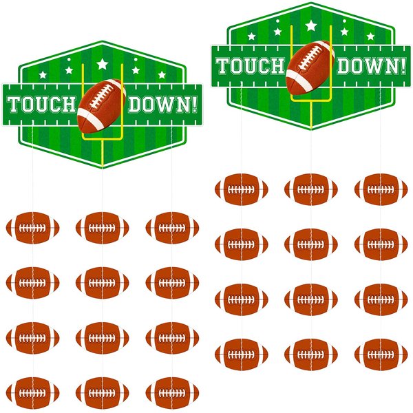 2 Pcs Football Sports Party Decorations Football Party Supplies Hanging Football Decor for Football Fans Club Bars Home Birthday Party Decor
