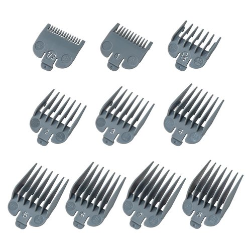 Clipper Guards Set Fits for Most Wahl Clippers and Babyliss FX870, Clipper Guides Replacement - 1/16" to 1", 10 Piece Set, Grey Color