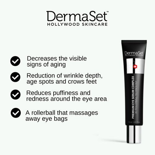 DermaSet Eye Serum with Caffeine and Vitamin C to Improve Fine Line and Dark Circles | 0.51 Fl Oz (Pack of 1)