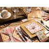 Entertaining with Caspari Square Dinner Plates, Gold Leaf/Ivory, 8-Pack