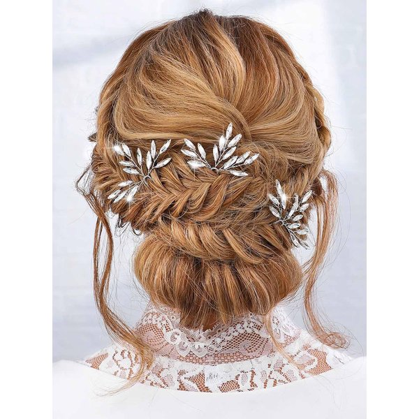 JAKAWIN Rhinestone Bride Wedding Hair Pins Crystal Hair Piece Bridal Hair Accessrories for Women HP188 (Silver)