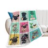 Cute Pug Blanket Cartoon Dog Fleece Throw Blanket Toddler Nursery Fuzzy Plush Super Soft Cozy Warm Pug Stuffed Animal Decor Blanket Gifts for Boys Girls Kids Adult Men Women 50"X40"