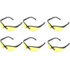 LEDwholesalers UV Protection Adjustable Safety Glasses with Yellow Tint, 7821 (6 Pack)