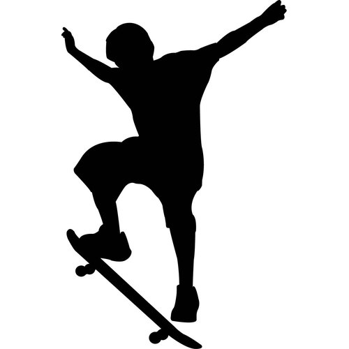 Wallmonkeys Sports Silhouette Wall Decals, Boy Skateboard 2 Silhouette