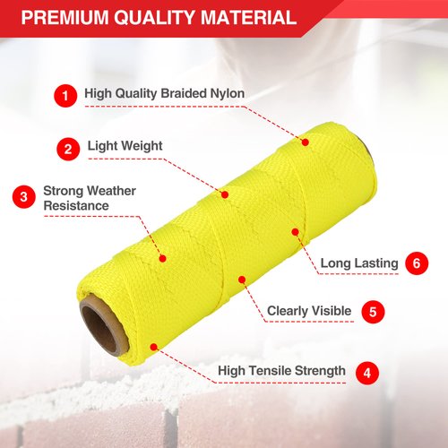 Goldblatt Mason Line,250 Feet #18 Braided Nylon String Line, Nylon Twine for Gardening or Masonry Tools, Perfect Construction String for A String Level, Twine String for Gardening