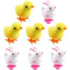 Vicketoy 8 Pack Easter Wind Up Chick Bunny Toys, Plush Chicken Wind-Up Toys Fluffy Rabbit Clockwork Toys Novelty Hopping Toys for Kids Easter Egg Hunt Basket Fillers Party Favors Birthday Gifts (#A)