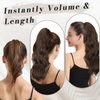 BARSDAR Ponytail Extension for Women, Claw Clip Ponytail Extension Long Wavy Dark Brown Hair Ponytail Extension Synthetic Clip in Ponytail Hairpieces for Women Daily Party Halloween(20'', Dark Brown)