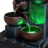 Father'sDen Collection Small Indoor Waterfall Fountain-Tabletop Fountain 4 Level-Indoor Desktop Fountain with Audible Calming Waterfall Sounds for Feng Shui Effect-Cascading LED Color Lighting