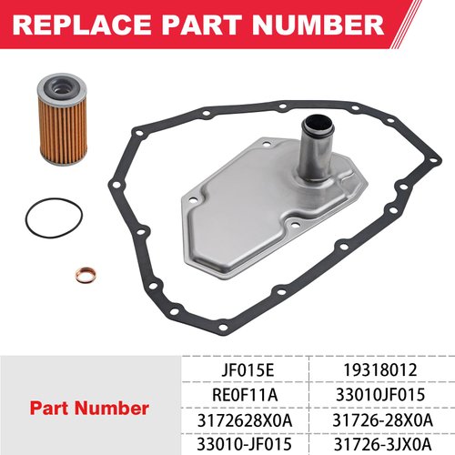 Fitede RE0F11A JF015E Transmission Filter Oil Pan Gasket Kit Fits for 2012-2019 Nissan Versa Sentra Versa Note Replaces# 33010-JF015 31726-28X0A 31726-3JX0A RE0F11A 19318012