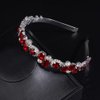 JWICOS Rhinestone Bridal Headband Silver Wedding Tiara for Brides Headpiece Crystal Wedding Hair Accessories for Prom Party (Red)