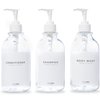 MaisoNovo 16 Oz Plastic Shampoo and Conditioner Dispenser Set of 3 w/Stainless Steel Pump | Clear Soap Dispenser Bathroom | Refillable Shampoo and Conditioner Bottles, Pump Bottle Dispenser for Shower
