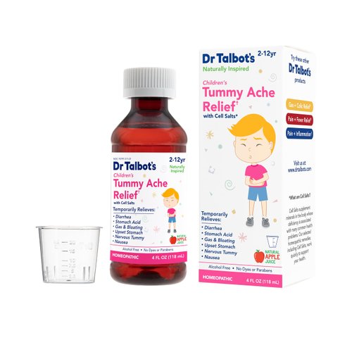 Dr. Talbot's Tummy Ache Relief Liquid Medicine, Naturally Inspired, for Children, Includes Dosage Cup, Apple Juice Flavor, 4 Fl Oz. (Packaging May Vary)