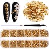 RODAKY 2000Pcs AB Gold Half Pearls for Crafts,Flatback Half Round Pearl for Nails,6 Sizes AB Gold Pearl Beads Rhinestones for Nails Art Design DIY Crafts Jewelry Making Clothe Shoes Decoration
