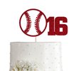 Red Baseball 16 Birthday Cake Topper, Red Glitter Happy 16th Birthday Party Decoration