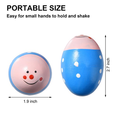 Easter Basket Stuffers, 12 Pcs Wooden Easter Eggs for Kids Babies, Egg Shakers Musical Percussion Instruments for Valentines Easter