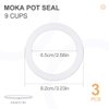 1 Filter and 3 Silicone Gasket Seals Replacement for Aluminium Moka Pot and Stovetop Espresso Coffee Maker (9 Cup)