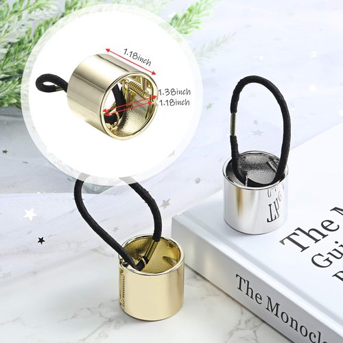 Chuangdi 2 Pieces Gothic Punk Style Hair Ties Hair Holder Hair Rings Including Gold Metal Circle Hair Band Silver Hair Rope for Women Girls