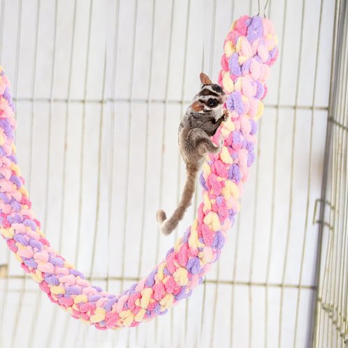 Totority Hammock Swing Ferret Toys Sugar Glider Toys, Hamster Toy Cage Rat Rope Toy Sugar Glider Toy Bird Rope Perch Swing Toy for Climbing/Exercising Hammock Swing Ferret Toys