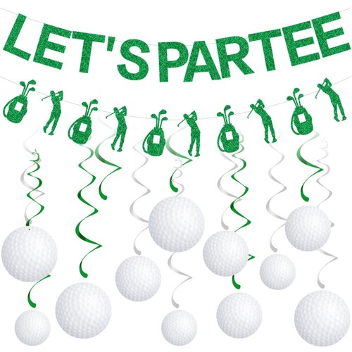 Gameza Golf Party Decorations - 14PCS Let's Partee Golf Theme Decorations Golf Banners Mini Golf Hanging Swirls Party Decorations Golf Birthday Party Decorations for Men Bachelor Party Decorations