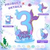 Wonderjune Mermaid Birthday Number Sign Centerpiece for Girls Wooden Mermaid Party Number Table Sign Decoration Mermaid Party Supplies for Birthday Anniversary (Number 3)