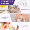 6 Pieces Fan Mask Brushes Soft Fan Facial Mask Applicator Tools Brush Makeup Brushes Cosmetic Tools with Handle for Peel Mask Makeup Women Girls (White Hair)
