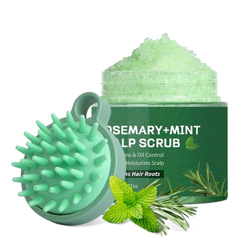 Rosemary Mint Scalp Scrub for Thinning Hair, Scalp Exfoliator Scrub Shampoo Promote Hair Growth, Scalp Treatment to Clarify and Remove Build Up with Silicone Scalp Massager, Itchy Scalp Relief