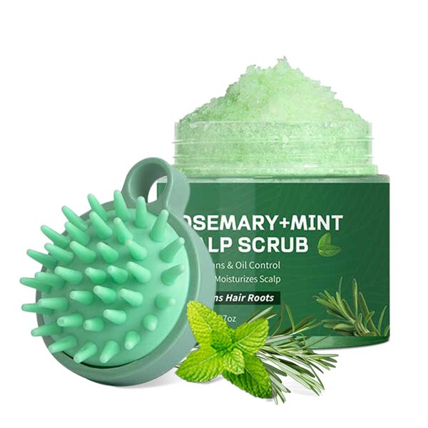 Rosemary Mint Scalp Scrub for Thinning Hair, Scalp Exfoliator Scrub Shampoo Promote Hair Growth, Scalp Treatment to Clarify and Remove Build Up with Silicone Scalp Massager, Itchy Scalp Relief
