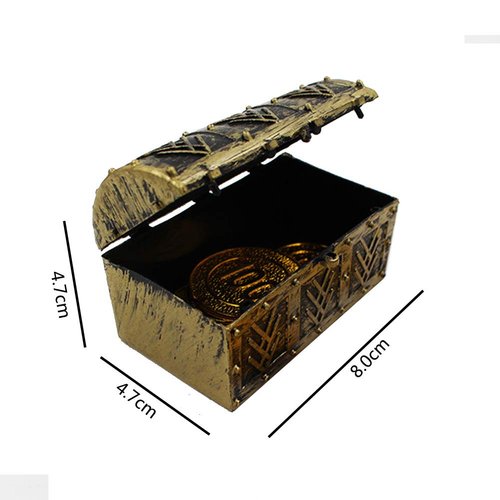 Mini Pirate Treasure Chests,10pcs Vintage Pirate Jewelery Box Games Toy Set for Children Play Favor Party Supplies Decor Store Gold Coins Gems