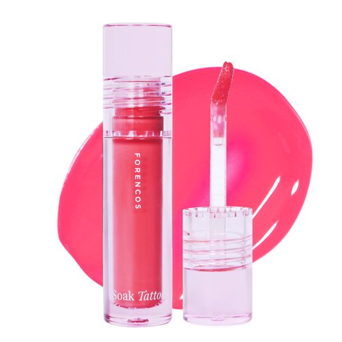 FORENCOS Soak Vegan Lip Tint/Stain, Water Gel Formula, Weightless &amp; Non-sticky Finish, Vivid Colo...