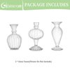 Glasseam Glass Small Bud Vases: Ribbed Clear Vase Set of 3 Modern Mini Vases for Centerpieces Flower Vase Decorative Vases for Flowers Handmade Cute Short Home Decor for Wedding Table Tiny Single Rose