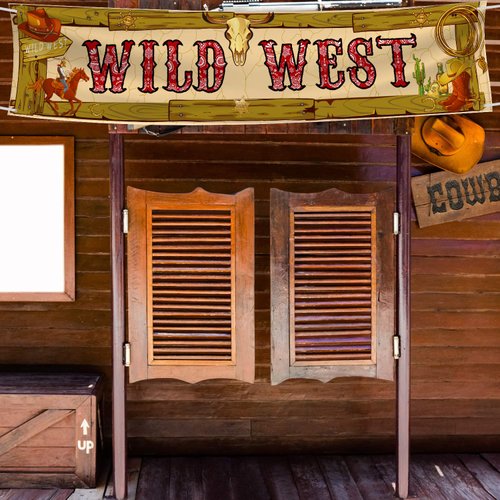 Cowboy Party Decorations Cowboy Banner Western Scene Setters for Cowboy Decorations Party Wooden ...