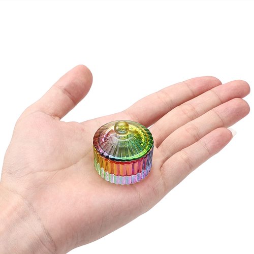 Noverlife Mini Round Shape Nail Art Acrylic Liquid Powder Glass Dappen Dish, Colorful Nail Crystal Bowl with Lid, Professional Nail Art Brush Washing Container for Nail Salon Nail Art Tools Nail Decor