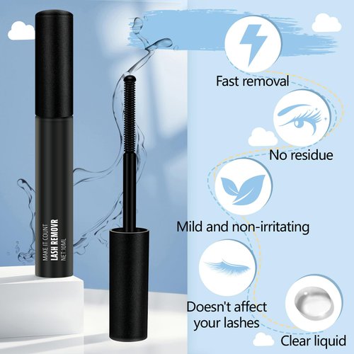 KevKev Lash Remover for Lash Extensions Remover 10ml Lash Cluster Remover for Cluster Lashes Eyelash Remover with Lash Brush Cotton Swabs Lash Glue Remover Lash Bond and Seal Easy Removal Adhesive