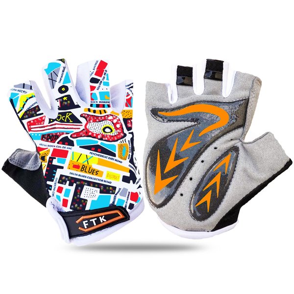 Kids Junior Cycling Gloves Outdoor Sport Road Mountain Bike, Fit Boy Girl Youth Age 2-10, Gel Padding Bicycle Half Finger Pair (Red, Small)