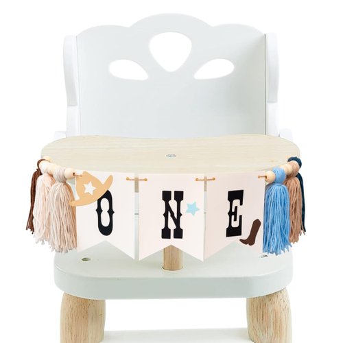 LINZYING Cow 1st Birthday Tassel Highchair Banner, Quality Wood Beads, 6 Colored Tassels, Handmade Decorations, Baby Shower, Birthday, Unisex, Children's Party Supplies