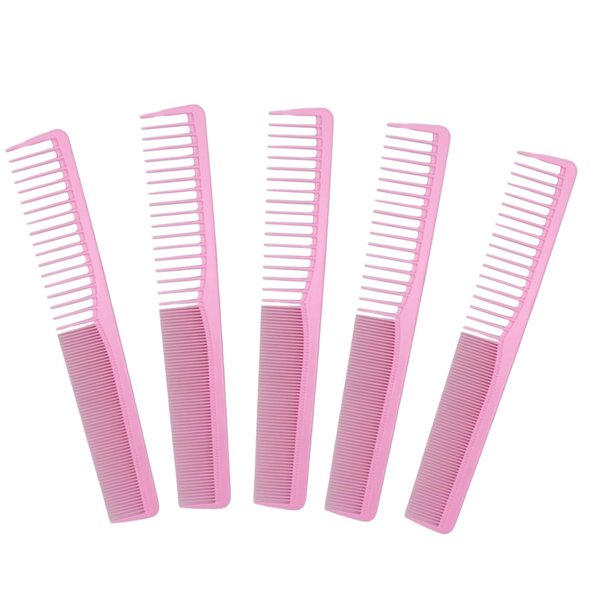 5 Pieces Pink Hair Combs Set in Bulk Individually Wrapped, 7 inch All Purpose Hair Comb For Men and Women.