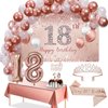 Trgowaul 18th Birthday Decorative Balloon Set Women's Arch, Rose Gold 18th Birthday Banner and Party Tablecloth, Belt and Tiara, Pink Gold 18th Balloon, Pink Birthday Cake Top, Latex Balloon * 60