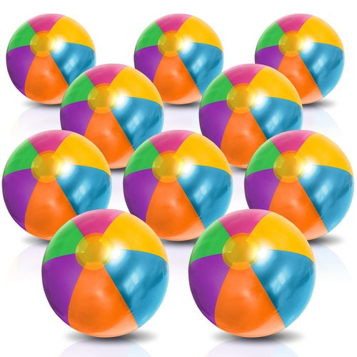 ArtCreativity Metallic Color Beach Balls - Pack of 12 - Summer Toys for Kids and Adults, Decorations for Hawaiian, Beach, Rainbow, and Pool Party, Beach Ball Party Favors for Boys and Girls