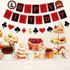Pre-Strung Casino Party Decorations - 11PCS Casino Theme Happy Birthday Banners Red Black Poker Birthday Party Decorations Casino Hanging Swirl Decor Supplies Casino Games Birthday Party
